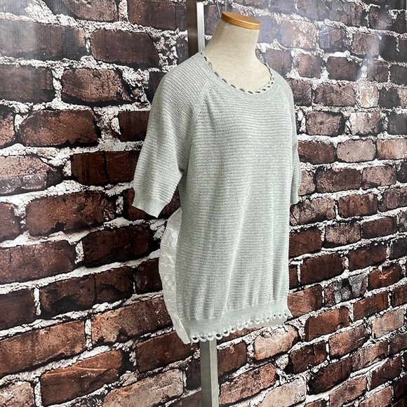 French Connection Sweater Open Knit White Lace Short Sleeves Size Medium - Picture 7 of 12